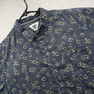 VISSLA Shirt Mens Large Floral Blue Geometric Short Sleeve Button Down Casual